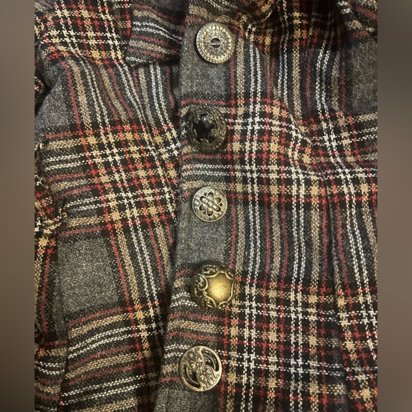 Persnickety Fancy Vintage Frock Frankie Trench Coat Belted Plaid Satin Lined - Picture 9 of 10